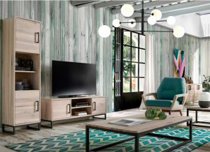 mueble-television-rustico-industrial-madera-clara-metal-salon