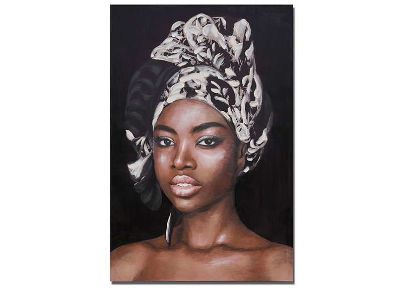 cuadro-mujer-africana-pañuelo-flores