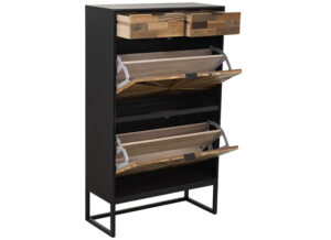 mueble-zapatero-negro-puertas-cajones-madera-abierto