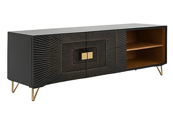 mueble-television-negro-dorado