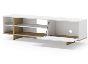 mueble-television-nordico-blanco-natural-puerta-abatible-abierto