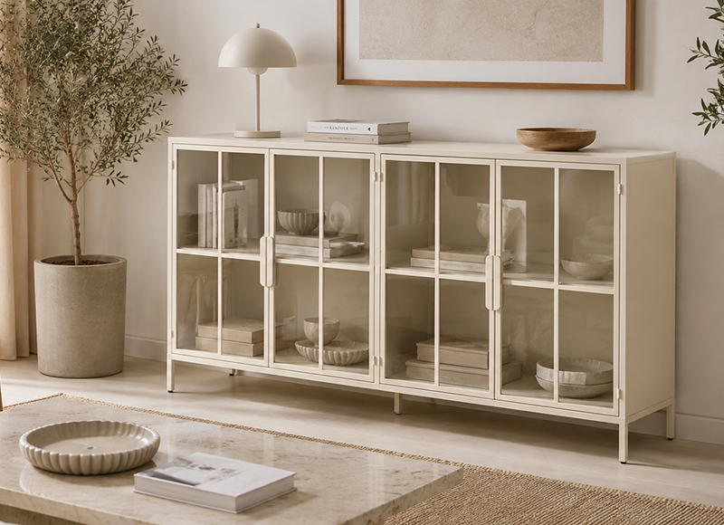 aparador-metal-blanco-puertas-cristal-comedor