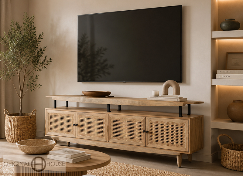 mueble-television-madera-natural-puertas-rejilla-salon